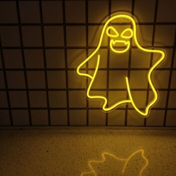 Cute Ghost LED Neon Sign - Halloween Wall Art for Spooky Decoration