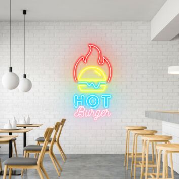 Customize Hot Burger Spicy Neon for Hot Food Eateries
