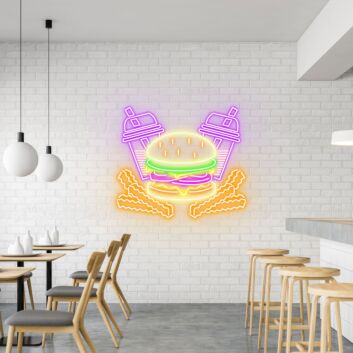 Burger Fries & Shakes Classic Neon for American Diners