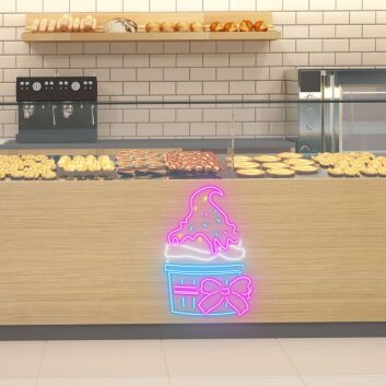 Festive Ice Cream Cup Celebratory Neon for Party Themes