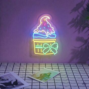 Festive Ice Cream Cup Celebratory Neon for Party Themes