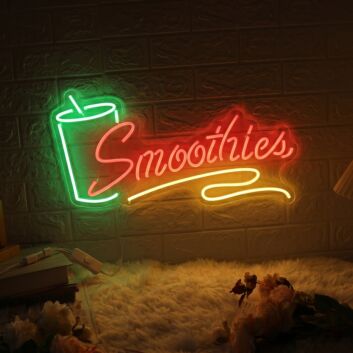 Smoothies Colorful Neon Sign for Healthy Cafes