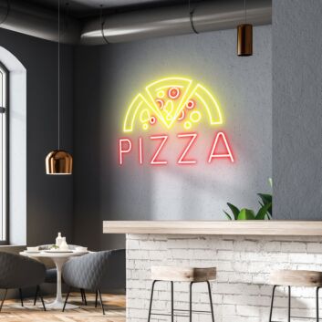 Customize Pizza Trio Slice Savor the Variety with Colorful Neon