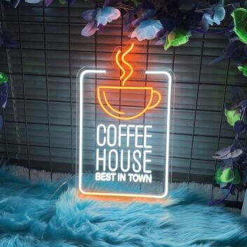 Customize Coffee House Best In Town Promote Your Cafe with Stylish Neon