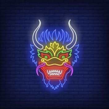 Dragon Head Unleash Fantasy with Fiery Neon
