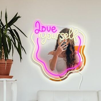 Self-Adoration Wavy Neon Mirror - Love Yourself