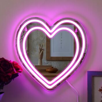 Radiant Love Heart Neon Mirror LED Wall Art Sign
