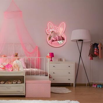 Cute Rabbit Neon Mirror Sign