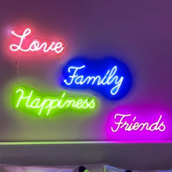 Love, Family, Happiness, Friends: Illuminate Your Space with Neon Warmth and Cheer
