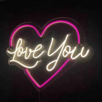 Love You Neon Sign: Radiant Affection with Heart