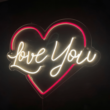 Love You Neon Sign: Radiant Affection with Heart