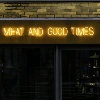 Grill Master&#039;s Delight: Meat and Good Times Neon Art to Elevate Your BBQ Experience