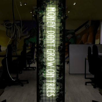 Money Doesn&#039;t Grow on Trees: Neon Sign for Financial Wisdom