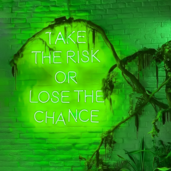 Take The Risk Or Lose The Chance Neon Sign: Seize Opportunities, Embrace Change
