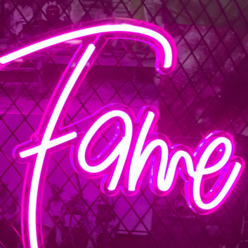 Fame Neon Sign Illuminated: Shine Bright Like a Star