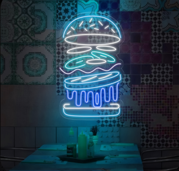 Burger: Light Up Your Space with Neon Flavor