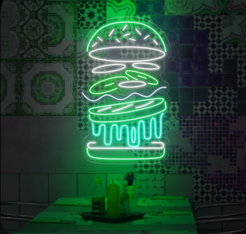 Burger: Light Up Your Space with Neon Flavor