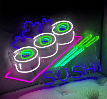 Sushi Rolls and Chopsticks LED Neon Sign