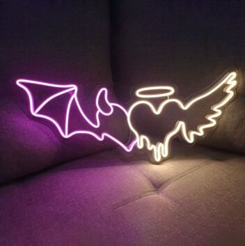 Angel and Devil Heart LED Neon Sign
