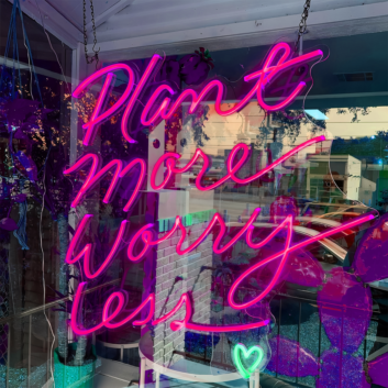 Plant More Worry Less: Illuminate Your Space with Neon Relaxation