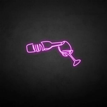 Pouring Wine Bottle and Glass LED Neon Sign