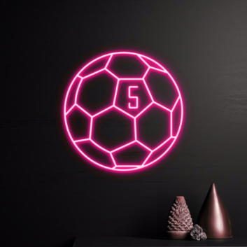 Custom Number Soccer Ball Neon Sign Sport Club Room Wall Art Decor
