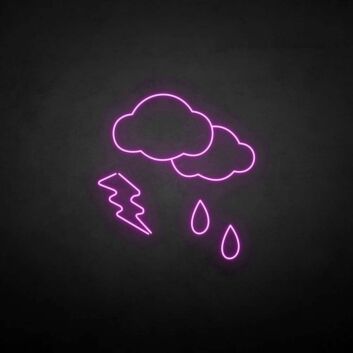 Rain and lightning&#39; neon sign