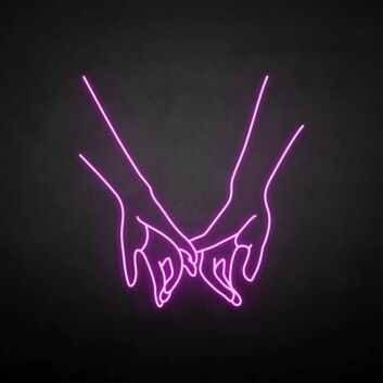 &#39;Hands with love&#39; neon sign