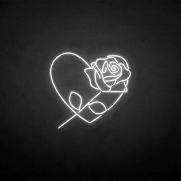 Rose Through Heart LED Neon Sign