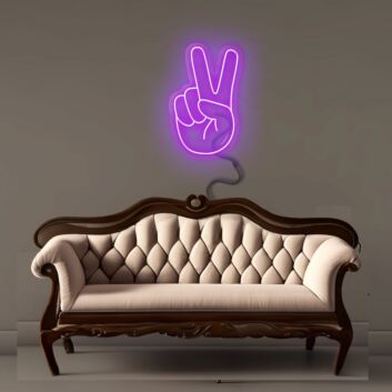 Peace Sign Hand Outline LED Neon Sign