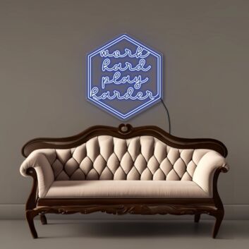 Work Hard Play Harder Hexagon LED Neon Sign