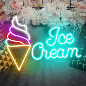 Ice Cream Cone and Text LED Neon Sign
