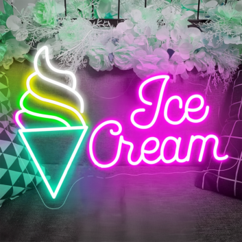 Ice Cream Cone and Text LED Neon Sign