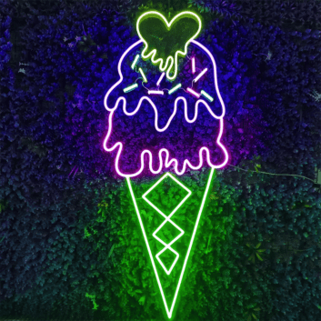 Heart Topped Ice Cream Cone LED Neon Sign