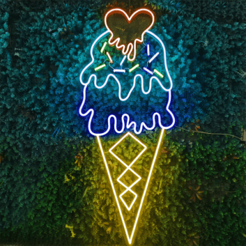 Heart Topped Ice Cream Cone LED Neon Sign