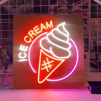 Arched ICE CREAM Text and Cone LED Neon Sign