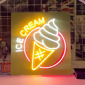 Arched ICE CREAM Text and Cone LED Neon Sign
