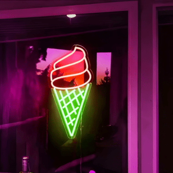Waffle Cone Soft Serve LED Neon Sign
