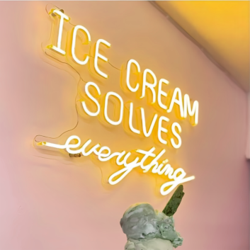 Summer Bliss Ice Cream Solves Everything Neon Sign