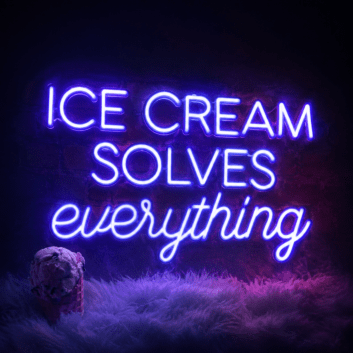 Indulge in Bliss Ice Cream Solves Everything Neon Sign