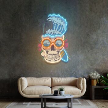 Skull Beach Led Neon Sign Light Pop Art