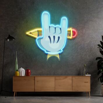 Rock Hand Led Neon Sign Light Pop Art