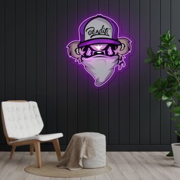 Masked Bandit Purple LED Neon Acrylic Artwork