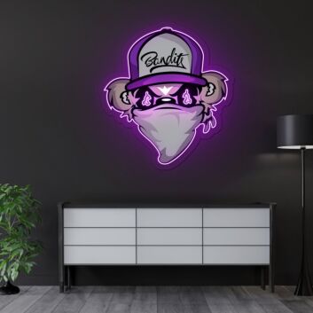 Masked Bandit Purple LED Neon Acrylic Artwork