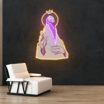 Crowned Hooded Skeleton LED Neon Acrylic Artwork