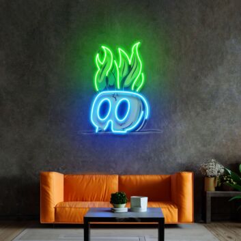 Potted Plant Skull Head Cartoon Led Neon Sign Light Pop Art