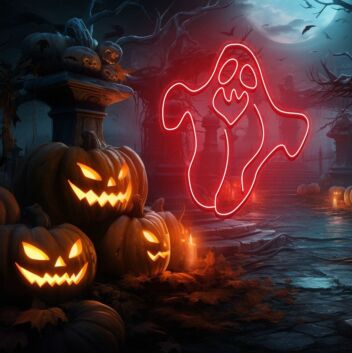 Ghost Neon Sign Halloween Holiday Party Wall