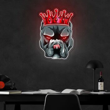 Pitbull In Crown Neon Sign X Acrylic Artwork