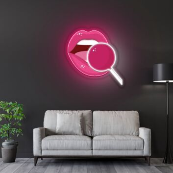 Pink Lip Neon Sign X Acrylic Artwork