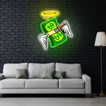 Money Floated Neon Sign X Acrylic Artwork